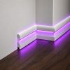 Mor LED aydınlatmalı ASL002 12 cm polimer ledli lake süpürgeliğin iç ve dış köşe birleşimleri
