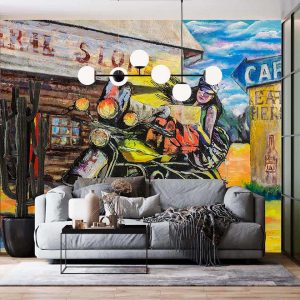 Duvar Kağıdı Motorsikletli Asi Kız C1623