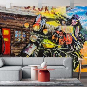 Duvar Kağıdı Motorsikletli Asi Kız C1623