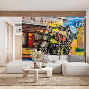 Duvar Kağıdı Motorsikletli Asi Kız C1623