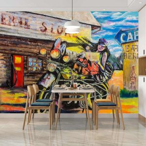 Duvar Kağıdı Motorsikletli Asi Kız C1623