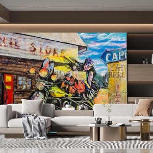 Duvar Kağıdı Motorsikletli Asi Kız C1623