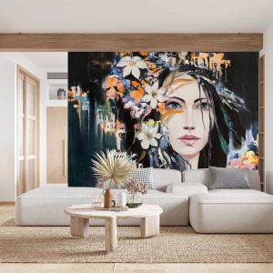 Duvar Kağıdı Çiçekli Kadın C1627