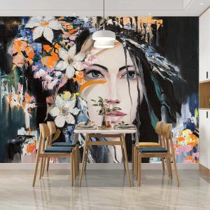 Duvar Kağıdı Çiçekli Kadın C1627