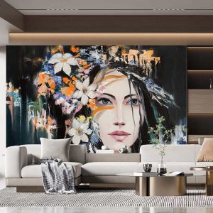 Duvar Kağıdı Çiçekli Kadın C1627