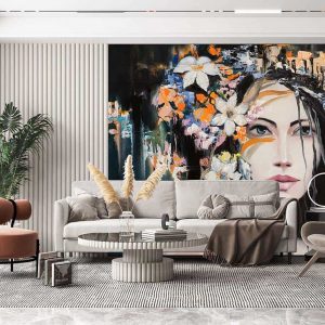 Duvar Kağıdı Çiçekli Kadın C1627