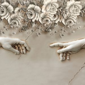 Çiçek ve Eller 3D Duvar Kağıdı C1732