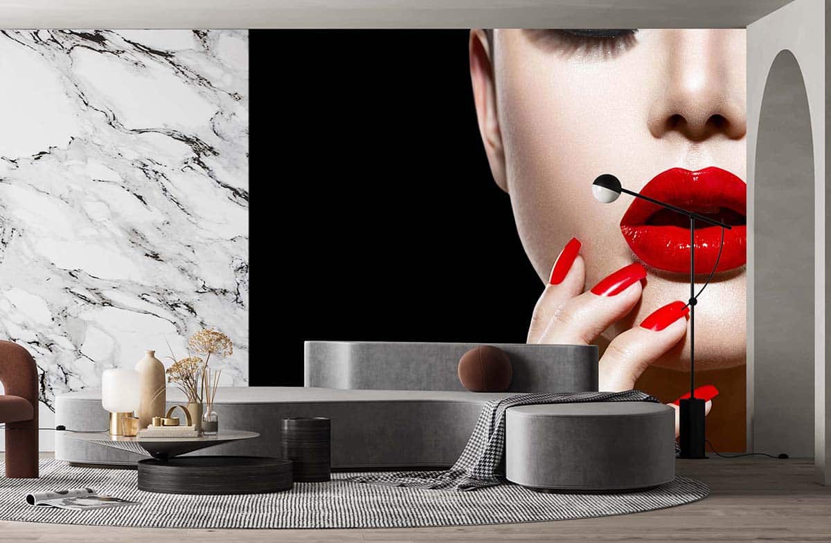 Duvar Kağıdı Kırmızı Ruj Kırmızı Tırnak F1612