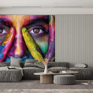 Duvar Kağıdı Boyalı El Yüz Kadın F1616