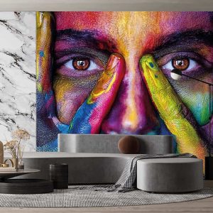 Duvar Kağıdı Boyalı El Yüz Kadın F1616