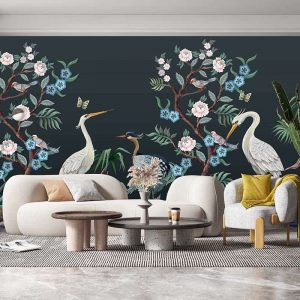 Duvar Kağıdı Kuş ve Çiçekler C1087