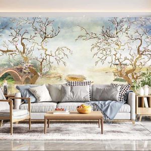 Duvar Kağıdı Eğri Kiraz Ağaçları C1090