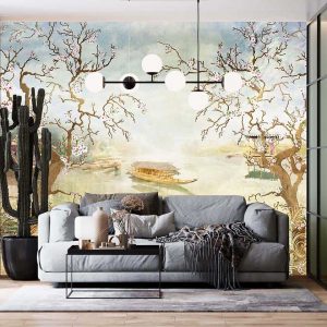 Duvar Kağıdı Eğri Kiraz Ağaçları C1090