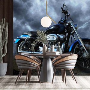 Duvar Kağıdı Antika Mavi Motorsiklet F1603