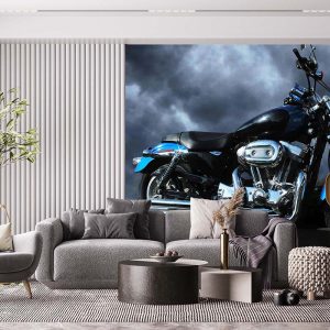 Duvar Kağıdı Antika Mavi Motorsiklet F1603