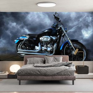 Duvar Kağıdı Antika Mavi Motorsiklet F1603