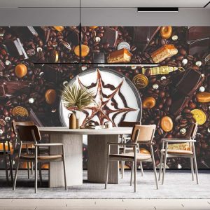 Duvar Kağıdı Çikolata Tabağı ve Kahve F1690