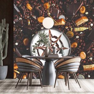 Duvar Kağıdı Çikolata Tabağı ve Kahve F1690