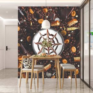 Duvar Kağıdı Çikolata Tabağı ve Kahve F1690