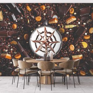 Duvar Kağıdı Çikolata Tabağı ve Kahve F1690