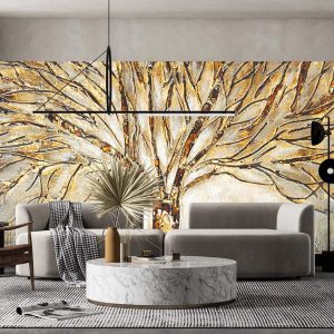 Gold Ağaç Duvar Kağıdı E0022