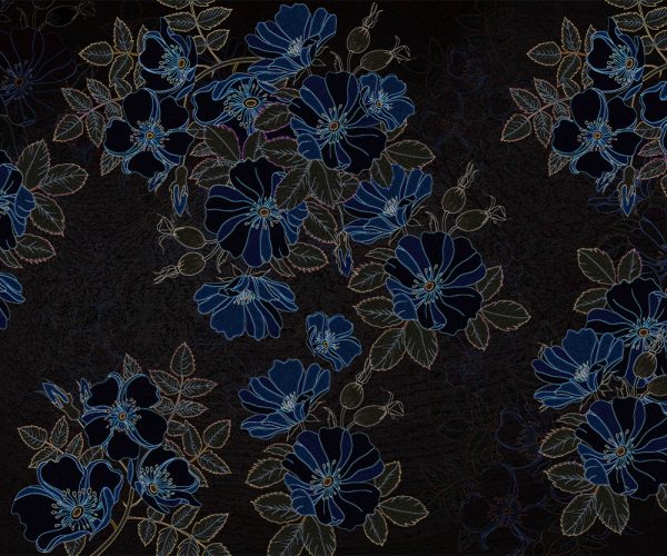 Çiçekli Siyah Duvar Kağıdı H0115