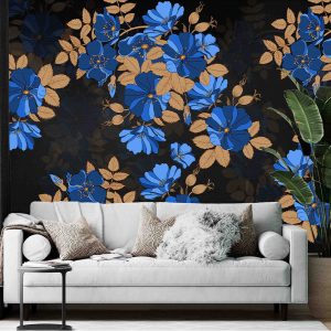 Mavi Çiçek Duvar Kağıdı H0116