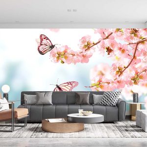 Çiçekler Ve Kelebek Duvar Kağıdı P0018