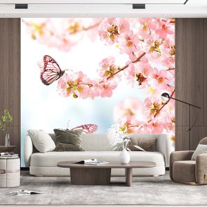 Çiçekler Ve Kelebek Duvar Kağıdı P0018