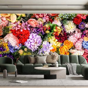 Renkli Çiçekler Duvar Kağıdı P0029