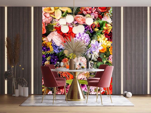 Renkli Çiçekler Duvar Kağıdı P0029