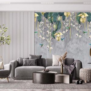 Sarı Çiçekli Duvar Kağıdı P0048