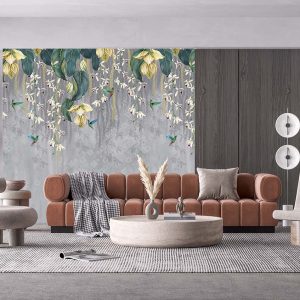 Sarı Çiçekli Duvar Kağıdı P0048