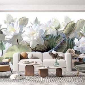 Beyaz Çiçekli Duvar Kağıdı U0019