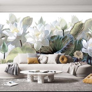 Beyaz Çiçekli Duvar Kağıdı U0019