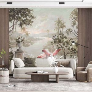 Flamingo Göl Manzarası Duvar Kağıdı U0036