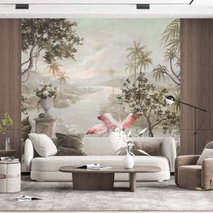 Flamingo Göl Manzarası Duvar Kağıdı U0036