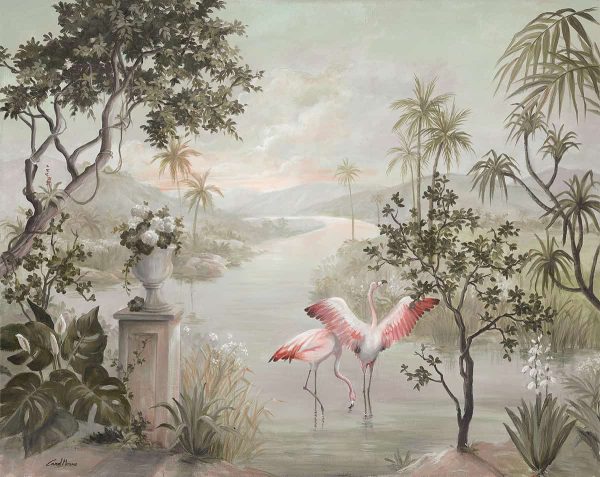 Flamingo Göl Manzarası Duvar Kağıdı U0036