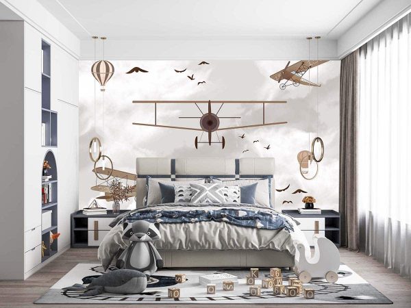 Uçak Desenli Duvar Kağıdı J0111