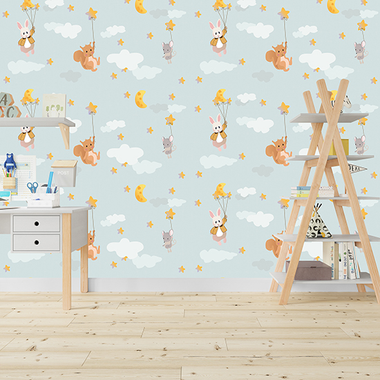 Sevimli Hayvanlar Desenli Su Geçirmez Yapışkanlı Folyo Sticker 67,5X 5m DKB-1220