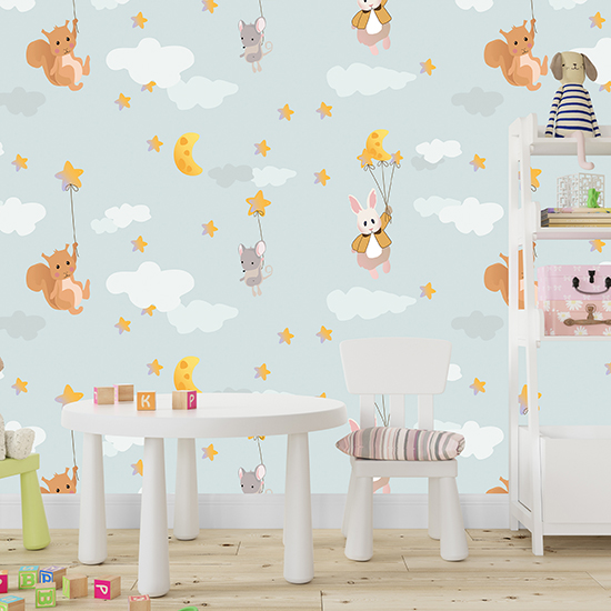 Sevimli Hayvanlar Desenli Su Geçirmez Yapışkanlı Folyo Sticker 67,5X 5m DKB-1220