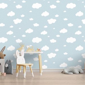 Bulut Desenli Çocuk Odası Yapışkanlı Folyo Sticker 67,5X 5m DKB-1225