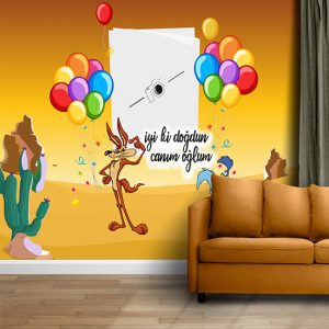 Erkek Çocuk Road Runner Doğum Günü Parti Posteri Duvar Kağıdı P0006