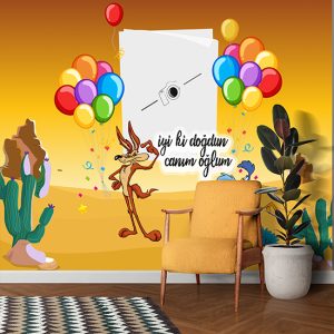 Erkek Çocuk Road Runner Doğum Günü Parti Posteri Duvar Kağıdı P0006