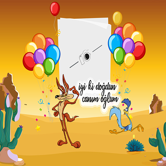 Erkek Çocuk Road Runner Doğum Günü Parti Posteri Duvar Kağıdı P0006