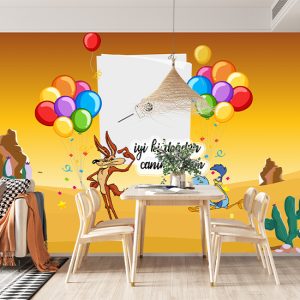 Erkek Çocuk Road Runner Doğum Günü Parti Posteri Duvar Kağıdı P0006