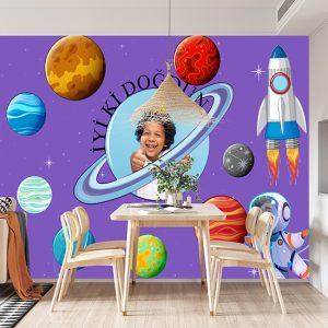 Uzay Gezegenler Temalı Doğum Günü Parti Posteri Duvar Kağıdı P0008