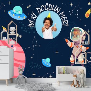 Uzay Takım Yıldızları Doğum Günü Parti Afişi Duvar Kağıdı P0016