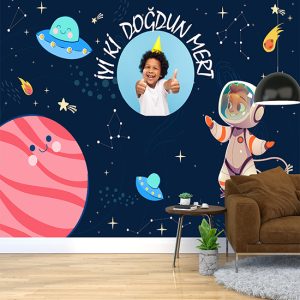 Uzay Takım Yıldızları Doğum Günü Parti Afişi Duvar Kağıdı P0016