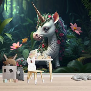 Ormanda Yavru Unicorn Çocuk Odası Duvar Kağıdı YCO-00039